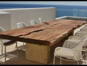 Large wooden dining tables on Mallorca